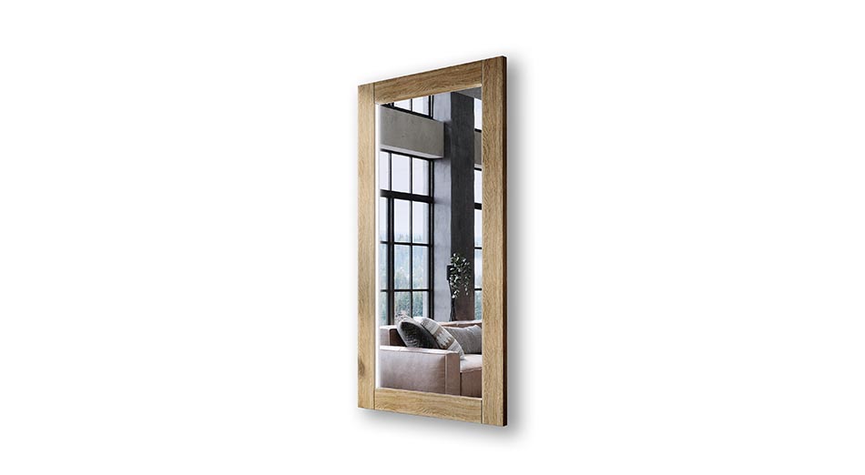 Solid oak-framed mirror with LED backlight