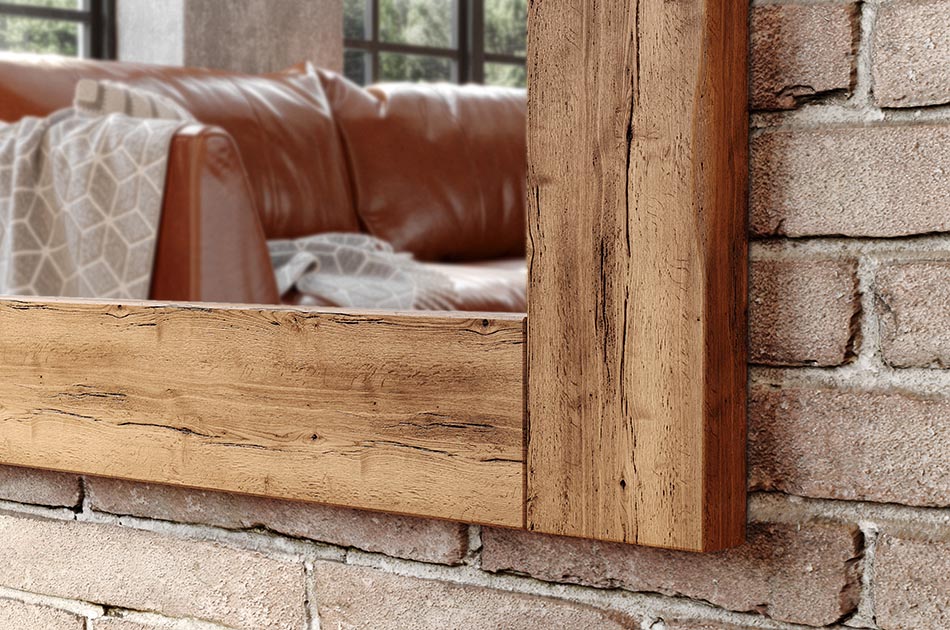 Solid oak-framed mirror