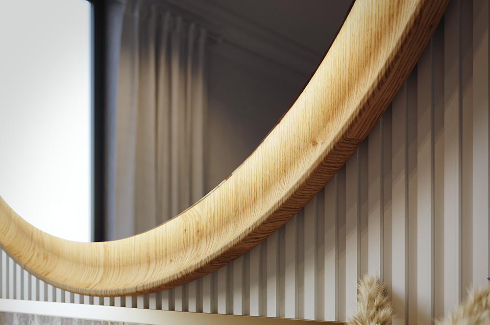 Solid oak-framed mirror with LED backlight
