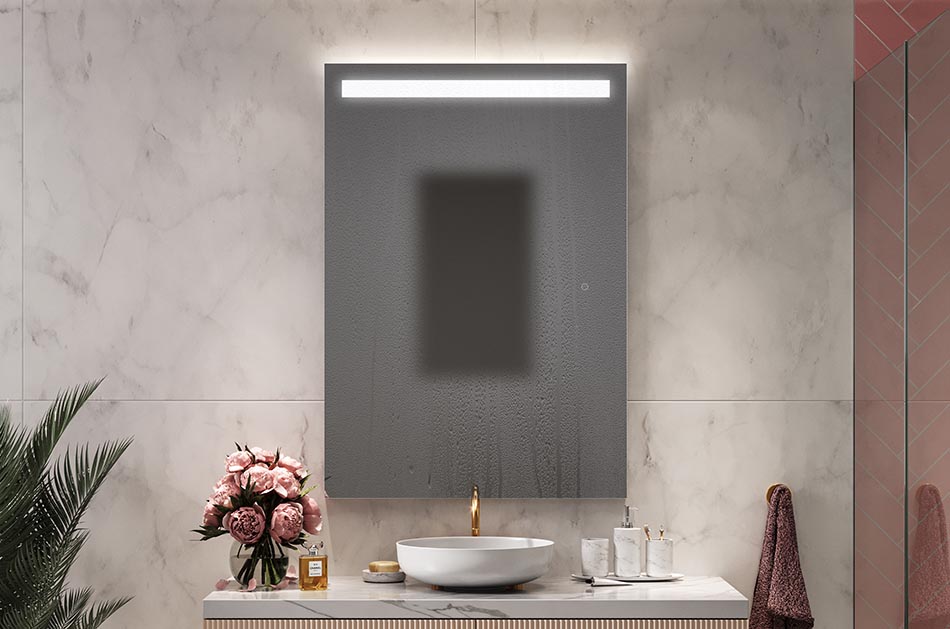 Bathroom mirrors tend to fog excessively, especially in small bathrooms. To get rid of steam quickly and effectively, simply turn on the heating mat. The heating mat prevents the mirror from steaming. The area of operation of the device depends on the configuration of the mirror (size and selected accessories such as a station / cosmetic mirror). The minimum size of evaporation is 7,9