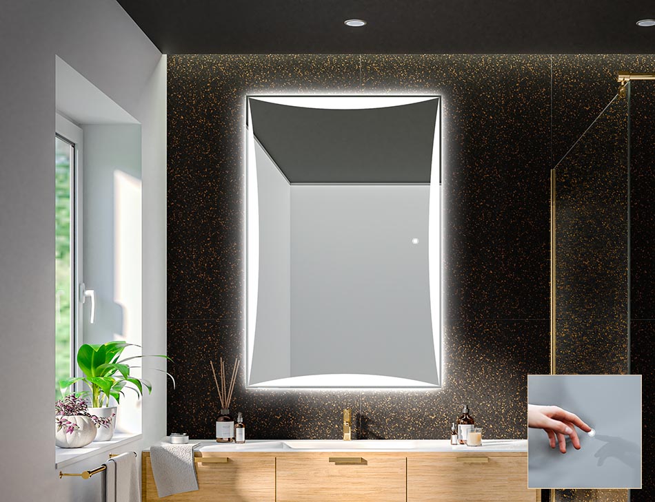 Upon request, our illuminated mirrors can be equipped with one of many lighting switches