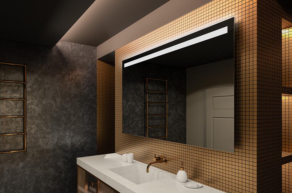 Contemporary wall mirror with uniform LED glow – premium mirror | ARTFORMA