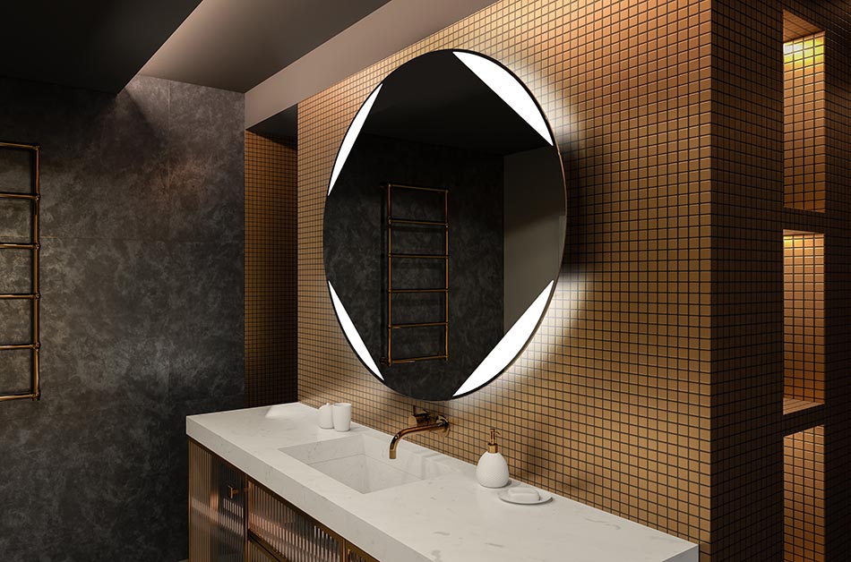Ambient round LED mirror with warm light – decorative bathroom mirror | ARTFORMA
