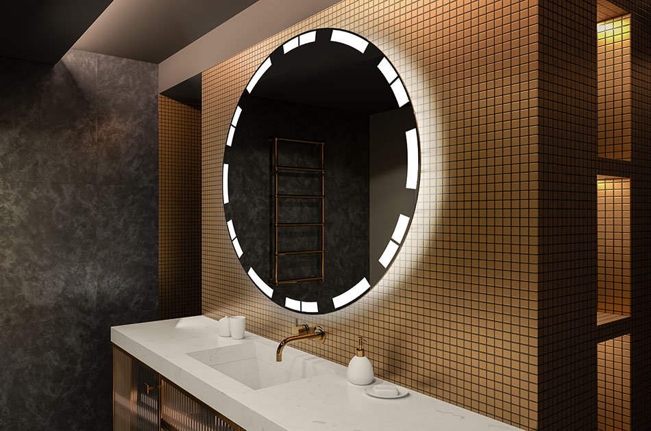 Ambient round LED mirror with warm light – decorative bathroom mirror | ARTFORMA