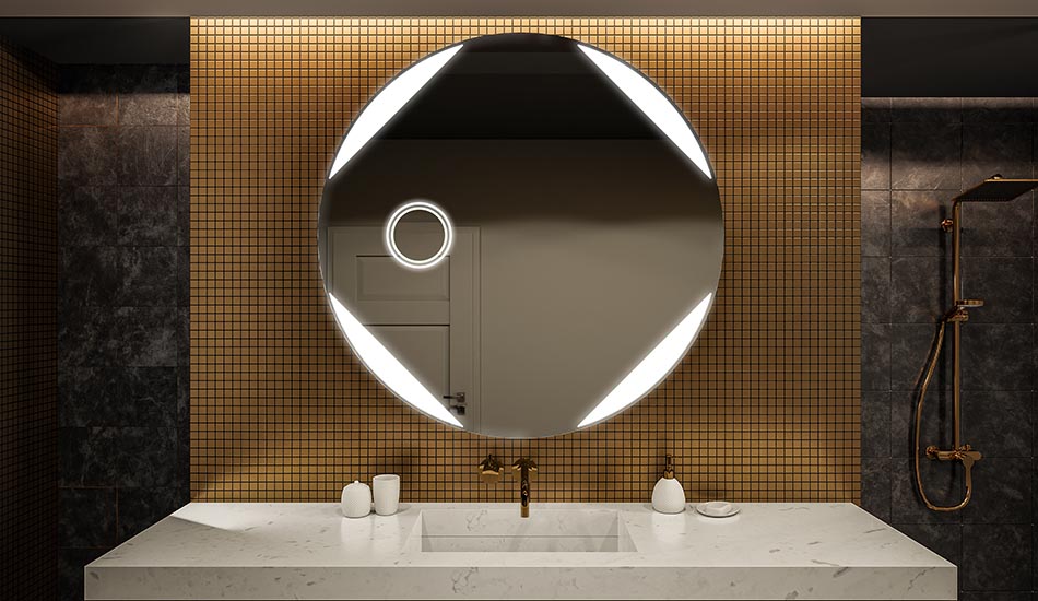 Circular premium mirror with uniform illumination – LED wall mirror | ARTFORMA