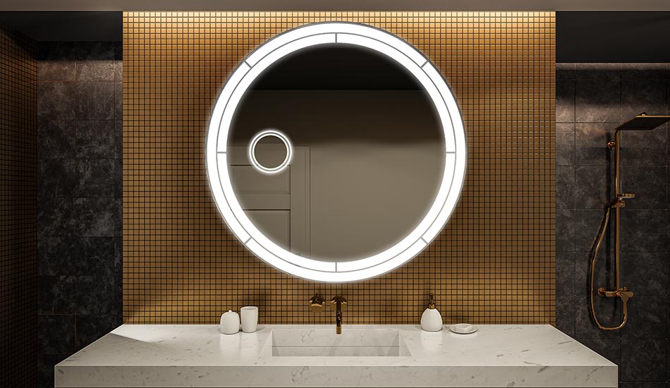 Circular premium mirror with uniform illumination – LED wall mirror | ARTFORMA