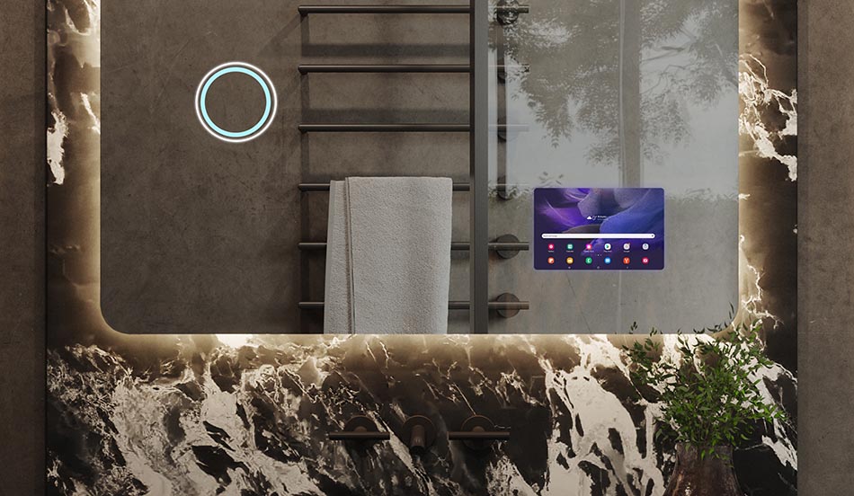 Mirror with softened rectangular form and backlight – rounded LED mirror | ARTFORMA