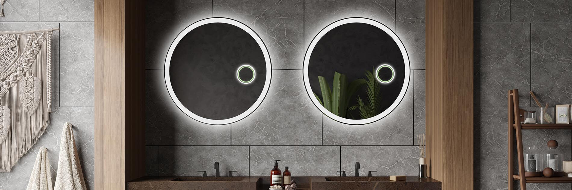 Artforma - Illuminated Round LED Lighted Bathroom Mirror L76