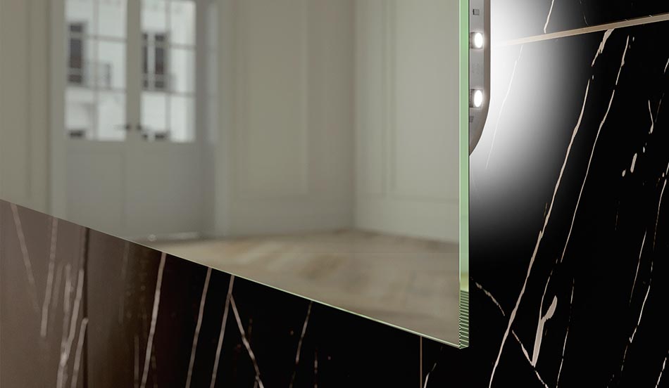 Rectangular mirror with ambient LED lighting – bathroom wall mirror | ARTFORMA