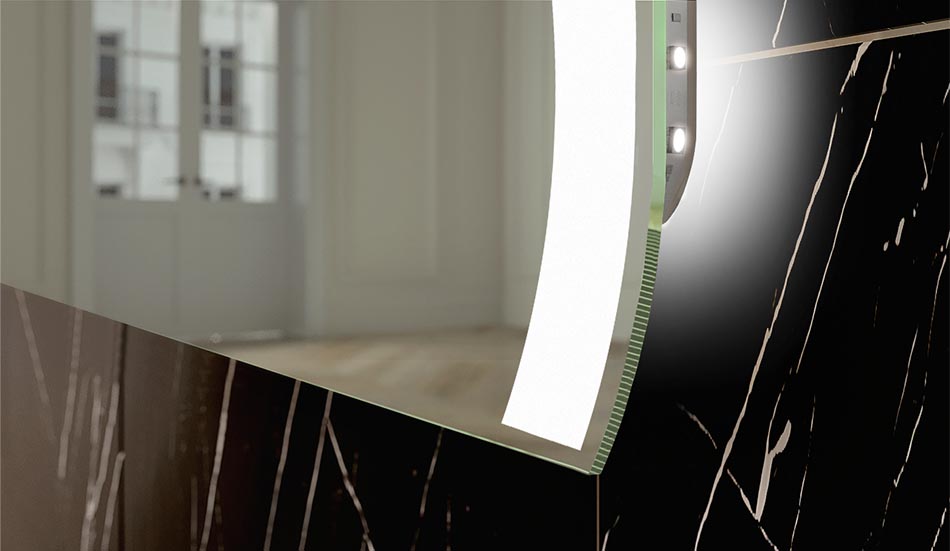 Rounded LED mirror with ambient edge lighting – bathroom mirror | ARTFORMA