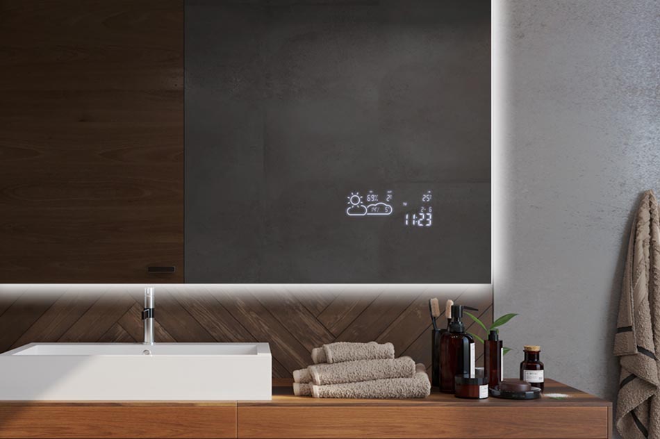 Ambient rectangular LED mirror with soft brightness – premium mirror | ARTFORMA