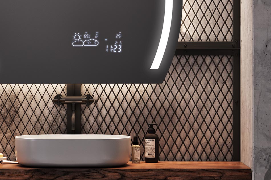 LED mirror with organically rounded form – premium bathroom mirror | ARTFORMA