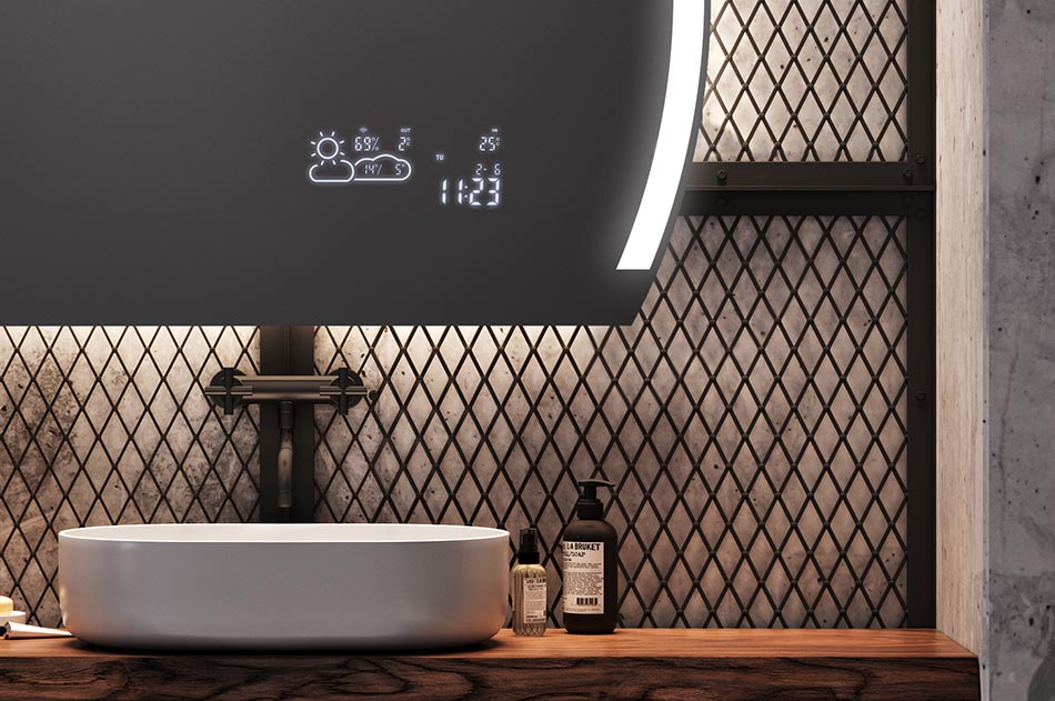 LED mirror with organically rounded form – premium bathroom mirror | ARTFORMA