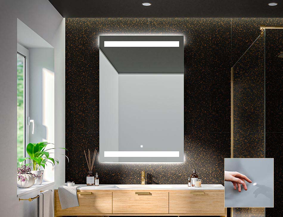 Frameless rectangular mirror with premium backlight – illuminated mirror | ARTFORMA