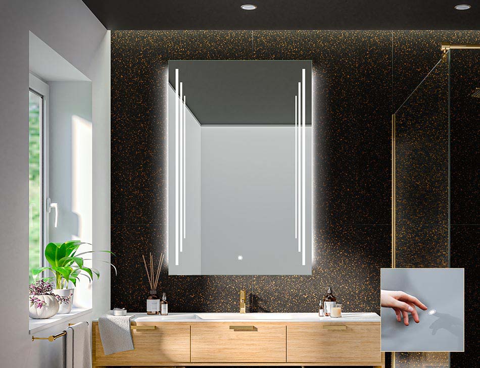 Frameless rectangular mirror with premium backlight – illuminated mirror | ARTFORMA