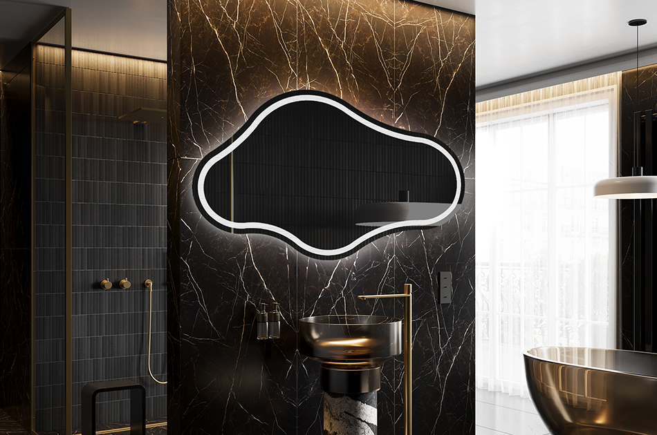 Curved-edge mirror with premium light effect – irregular mirror | ARTFORMA