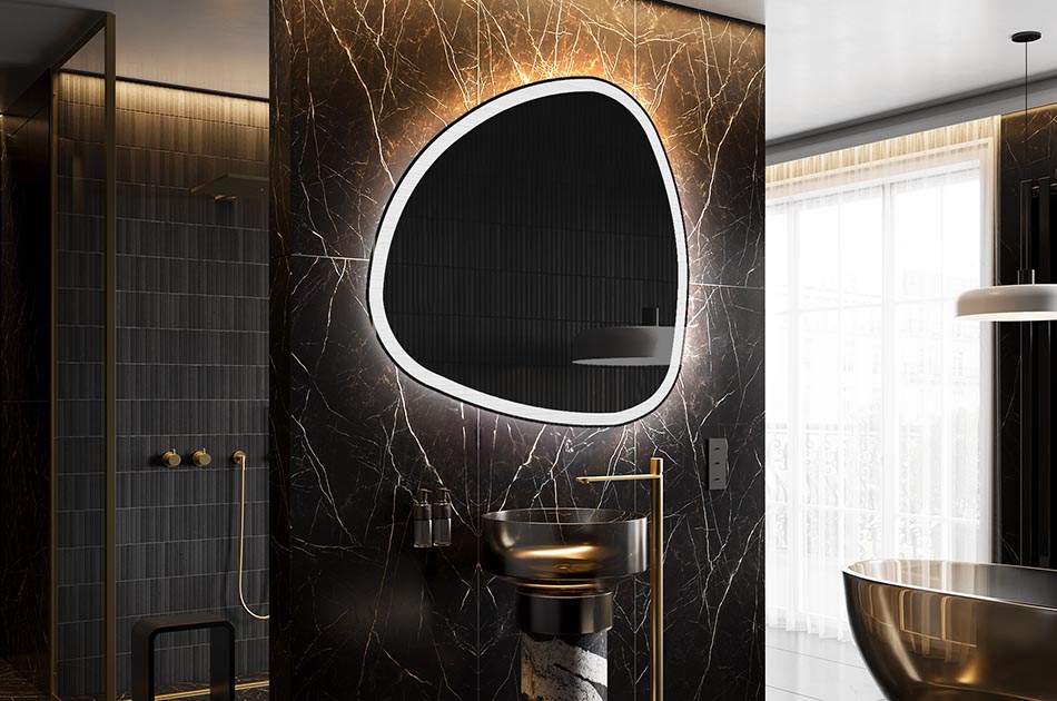 Curved-edge mirror with premium light effect – irregular mirror | ARTFORMA