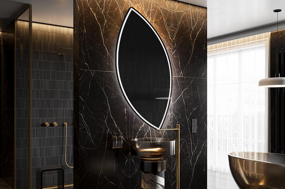 Curved-edge mirror with premium light effect – irregular mirror | ARTFORMA