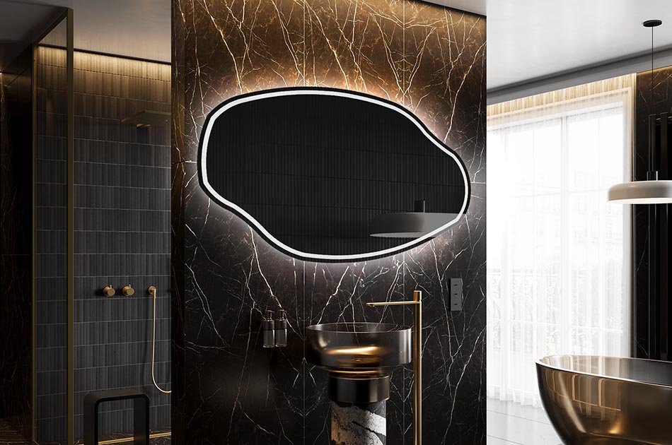 Curved-edge mirror with premium light effect – irregular mirror | ARTFORMA
