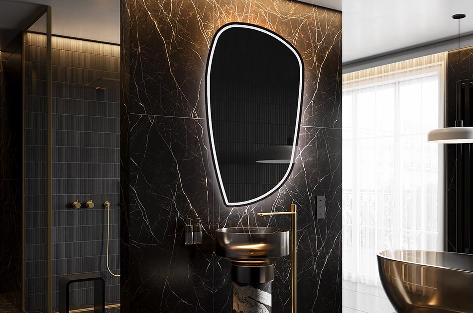 Curved-edge mirror with premium light effect – irregular mirror | ARTFORMA