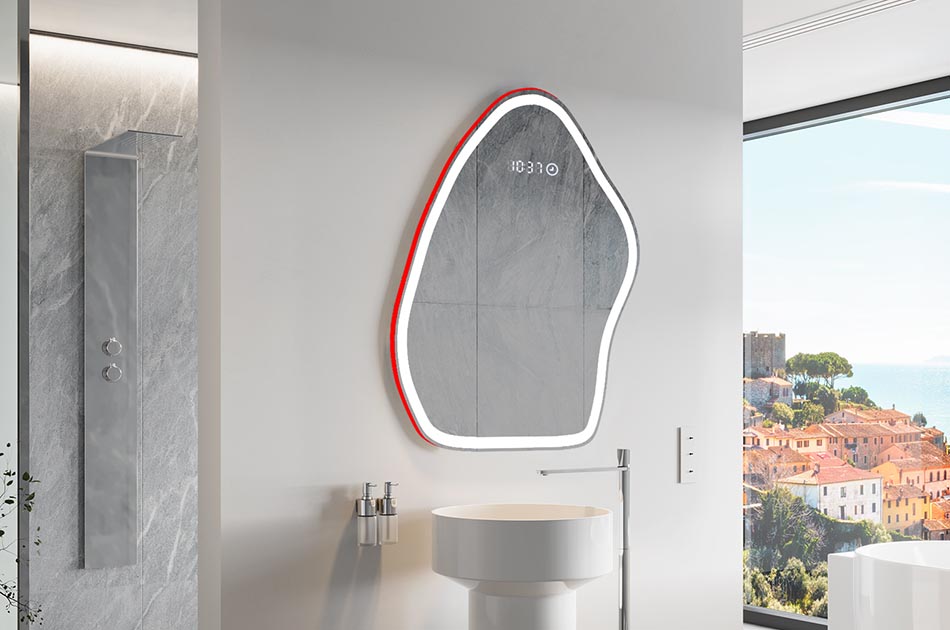 Decorative irregular LED mirror with ambient glow – premium wall mirror | ARTFORMA