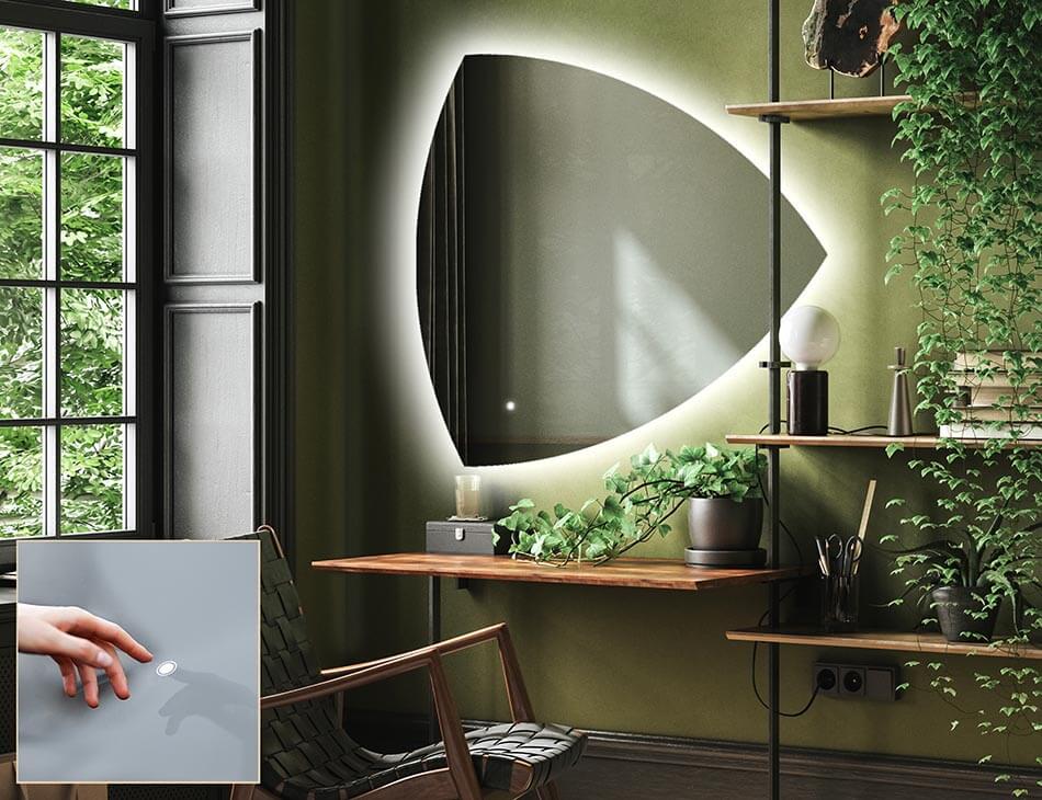 Contemporary ambient mirror in irregular shape – LED wall mirror | ARTFORMA