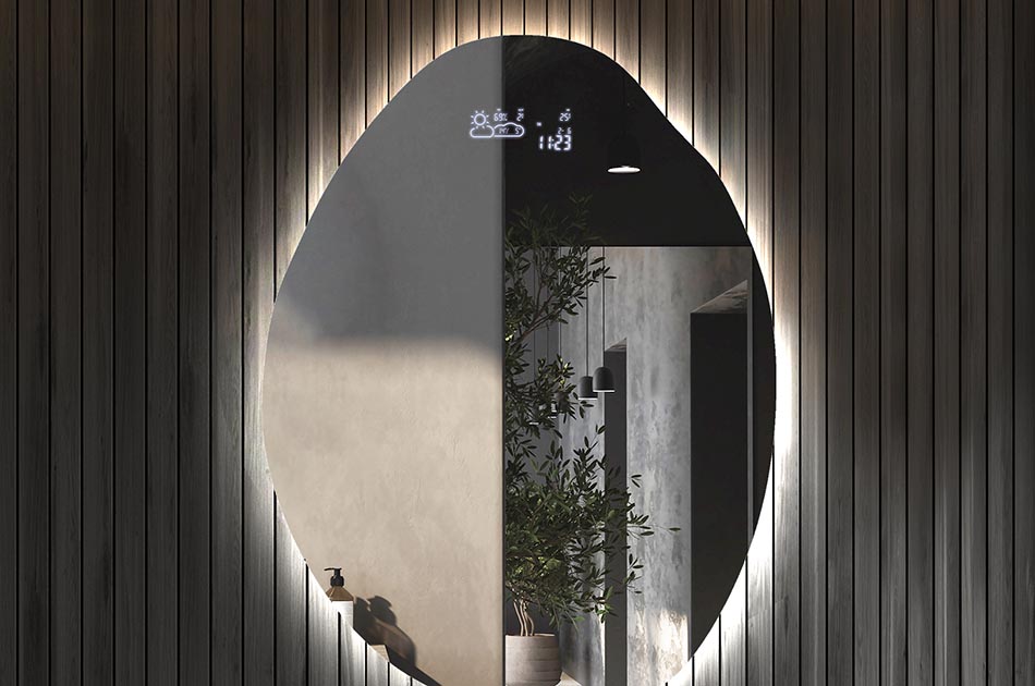 Stylish irregular mirror with premium features – illuminated mirror | ARTFORMA
