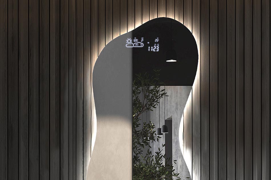 Stylish irregular mirror with premium features – illuminated mirror | ARTFORMA