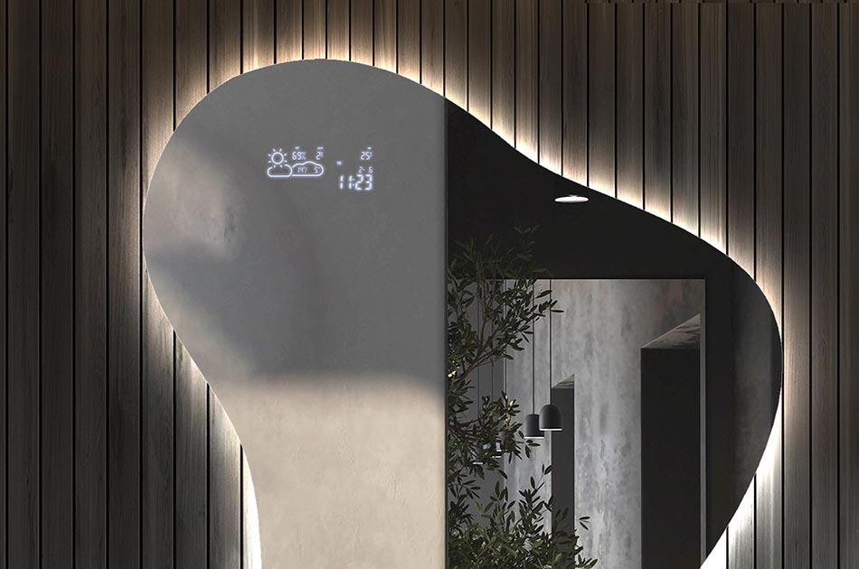 Stylish irregular mirror with premium features – illuminated mirror | ARTFORMA