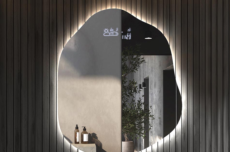 Stylish irregular mirror with premium features – illuminated mirror | ARTFORMA