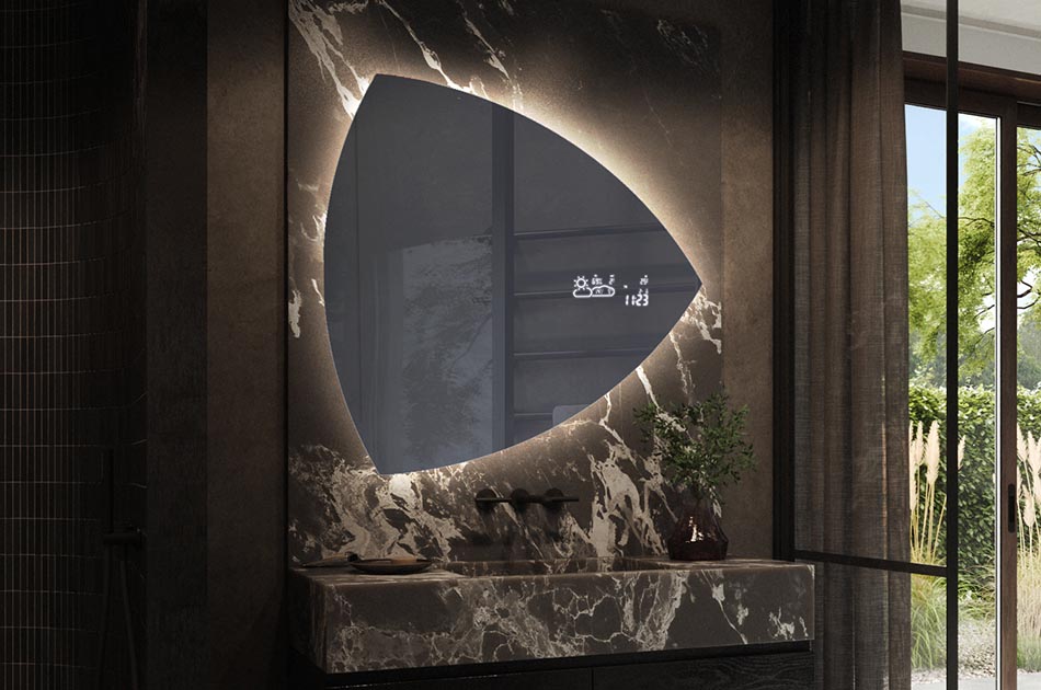 Stylish irregular mirror with premium features – illuminated mirror | ARTFORMA