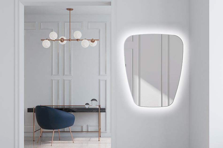 Stylish irregular mirror with premium features – illuminated mirror | ARTFORMA