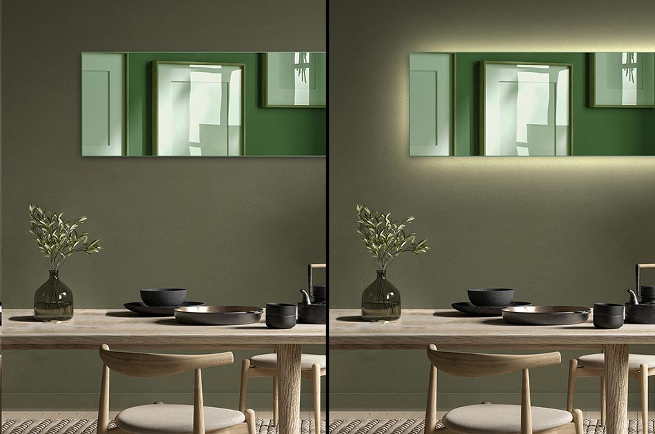 Control the backlighting with the option to adjust the light colour from 2700K to 6500K. Changing the lighting colour will allow you to adapt the look of your mirror to any situation, mood and time of day.