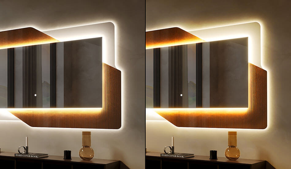 The LED lighting is controlled via a touch switch. A single touch of the switch turns the backlight on and off, while by holding the switch when the lighting is on you change the temperature of the LED lighting.