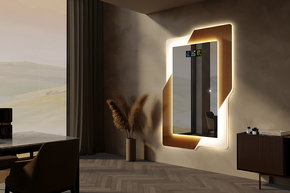 Our mirrors are not just about backlighting, choose from one of the information displays available. From the simplest watch to weather trend forecast stations. Ideal solutions that practically streamline your daily routine.