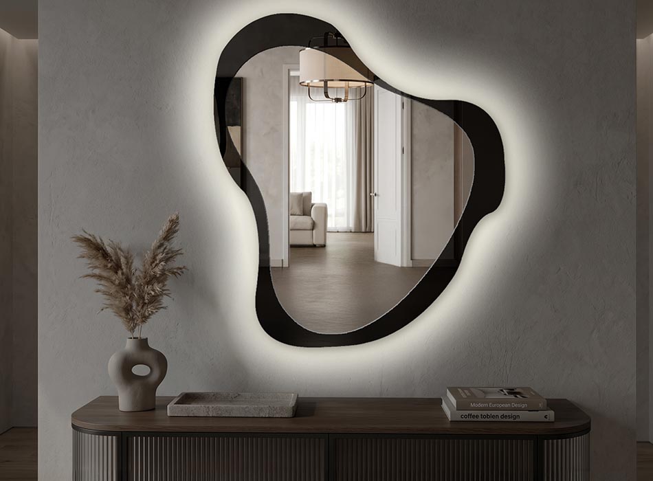 Mirror with LED backlighting