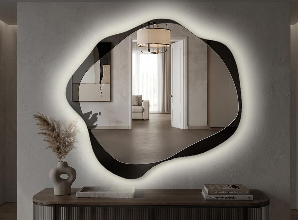 Mirror with LED backlighting