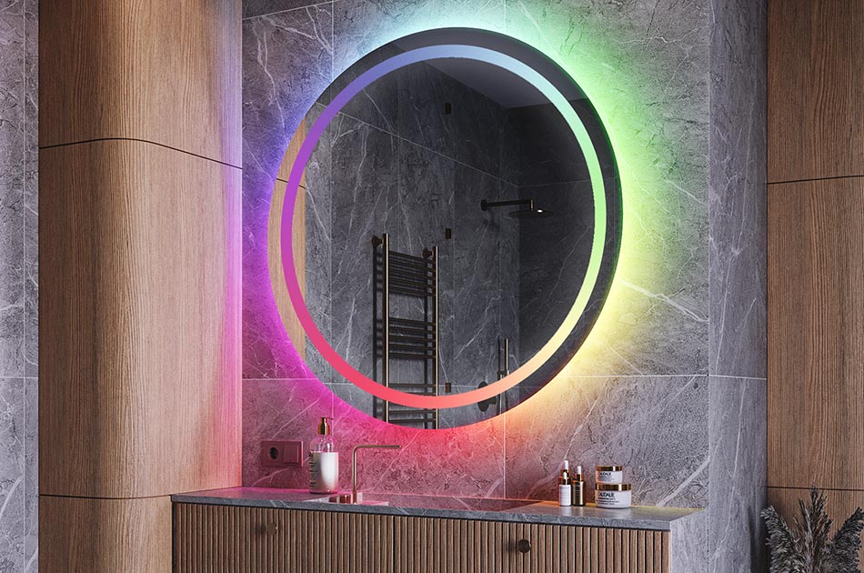 Illuminated circular mirror for designer bathrooms – LED mirror | ARTFORMA