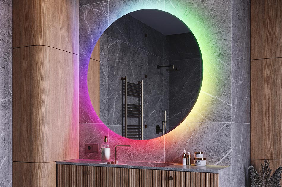 Illuminated circular mirror for designer bathrooms – LED mirror | ARTFORMA