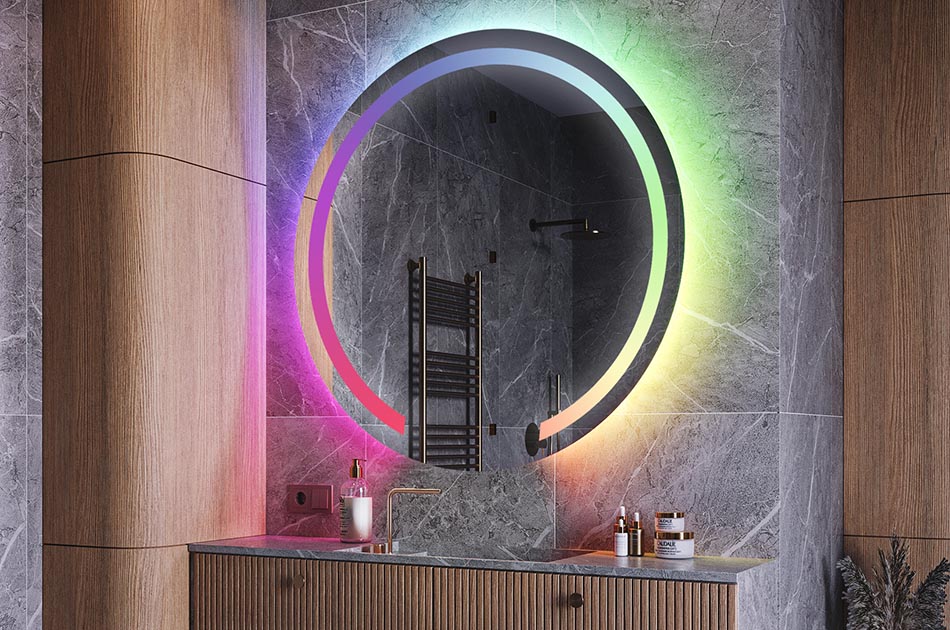Illuminated circular mirror for designer bathrooms – LED mirror | ARTFORMA