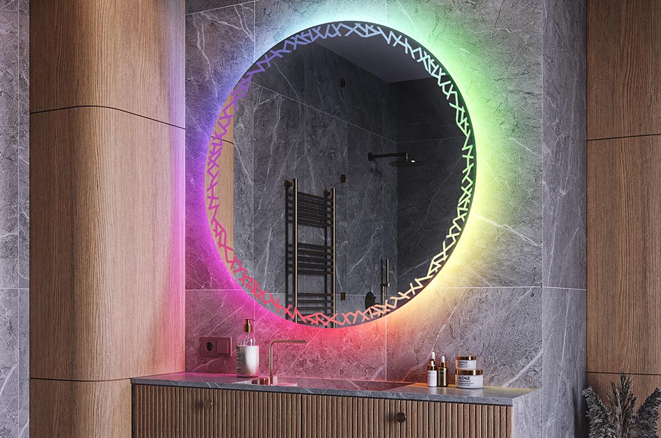Illuminated circular mirror for designer bathrooms – LED mirror | ARTFORMA