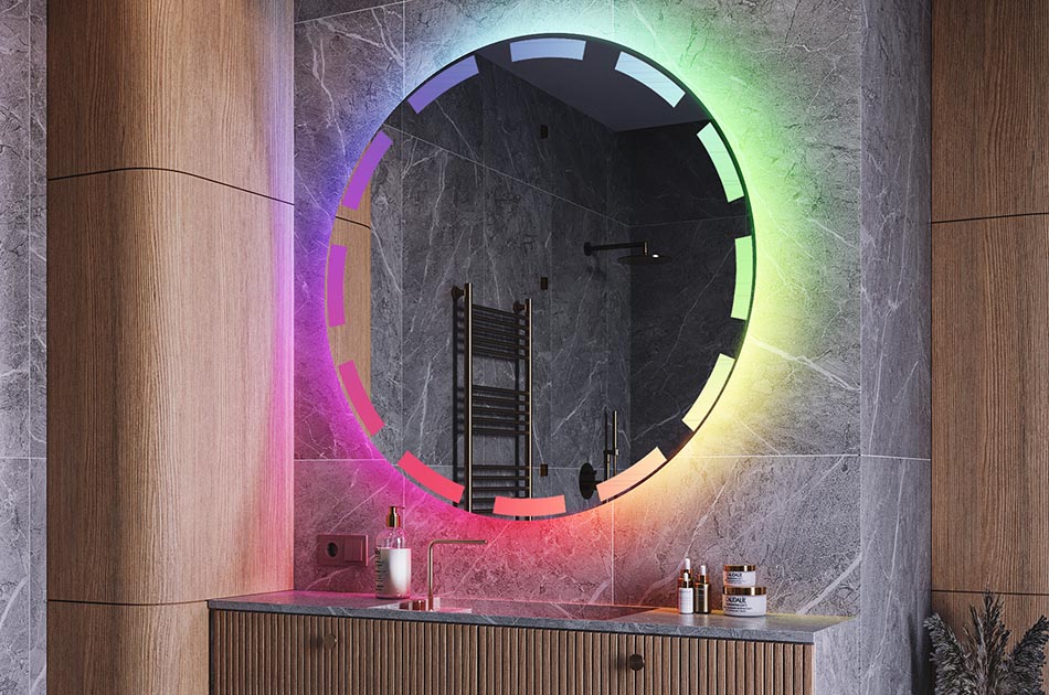 Illuminated circular mirror for designer bathrooms – LED mirror | ARTFORMA