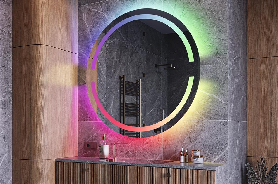Illuminated circular mirror for designer bathrooms – LED mirror | ARTFORMA