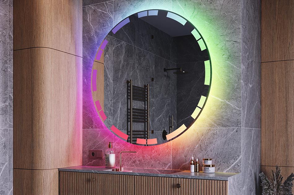 Illuminated circular mirror for designer bathrooms – LED mirror | ARTFORMA