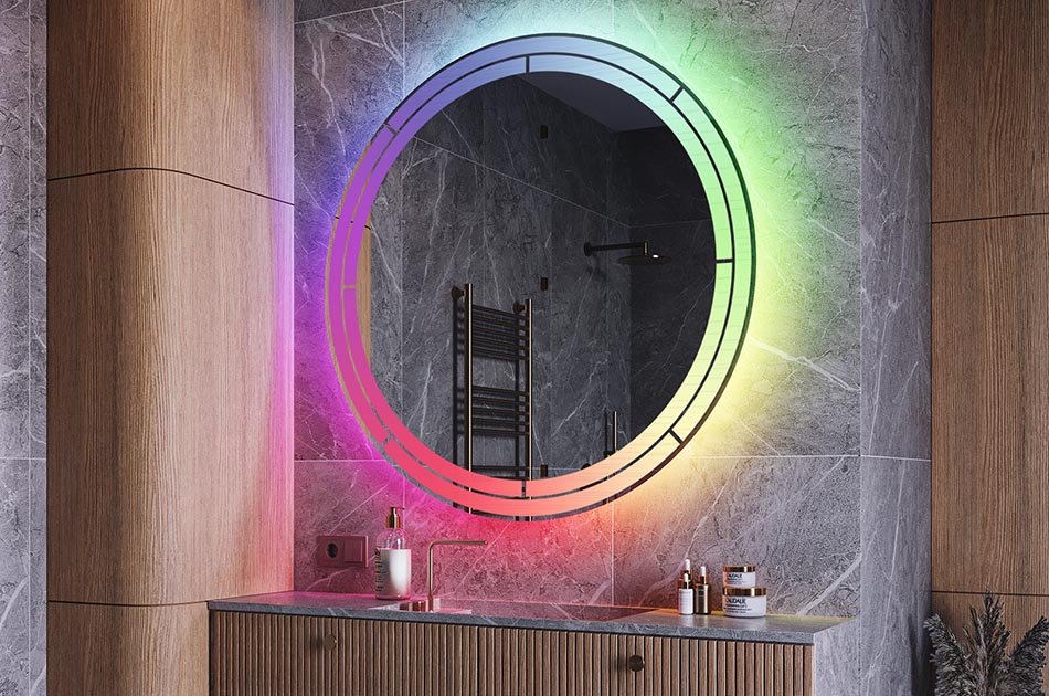 Illuminated circular mirror for designer bathrooms – LED mirror | ARTFORMA
