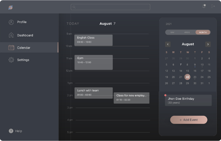Daily schedule
