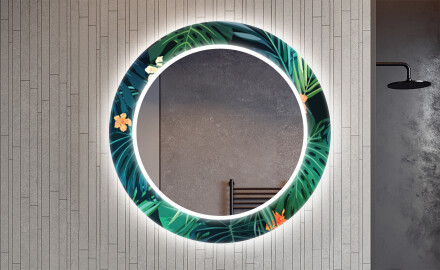 Round mirrors with decorative veneer