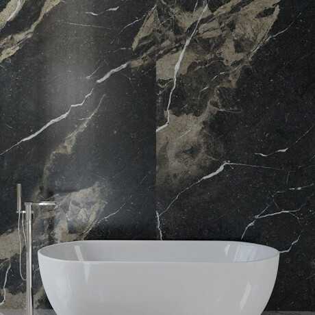 Glazed Porcelain Floor Tile 60x120, Black with Gold Veins, Glossy, Rectified A4H109 Pierre Black #7