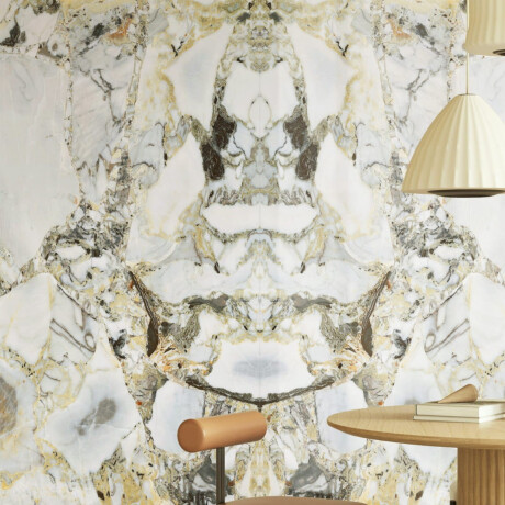 Bookmatch Porcelain Tile 120x280, white marble with gold veins, glossy finish A4H1118 Bellezza Bianca #5