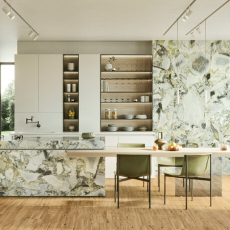 120x120 Floor Tile, White Marble with Gold Veins, Matte Finish, A4H1119 Bellezza Bianca #2